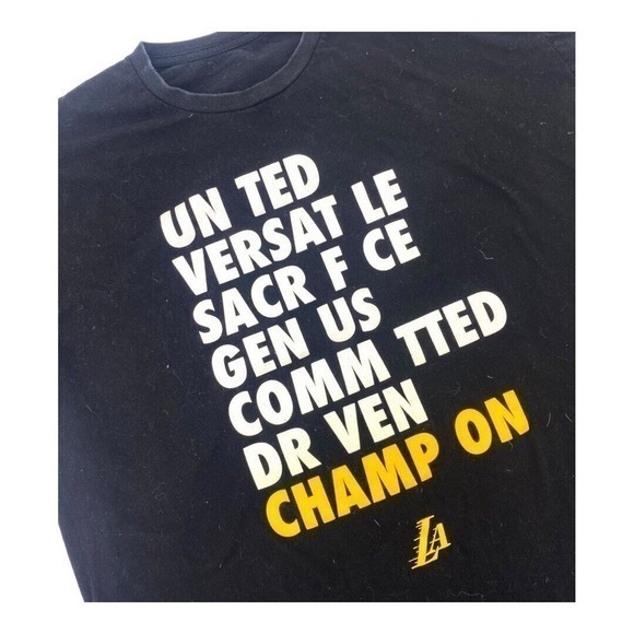 Lakers United Committed Champion Opening Night 2018 Black Tee Extra Large - Picture 1 of 5